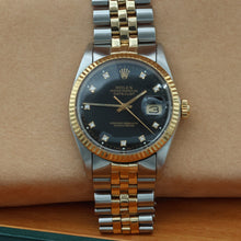 Bild in Galerie-Viewer laden, Rolex Datejust ref. 16013 -Steel/Gold - Black Diamonds Dial - Jubilee
