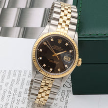 Bild in Galerie-Viewer laden, Rolex Datejust ref. 16013 -Steel/Gold - Black Diamonds Dial - Jubilee
