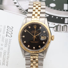 Bild in Galerie-Viewer laden, Rolex Datejust ref. 16013 -Steel/Gold - Black Diamonds Dial - Jubilee
