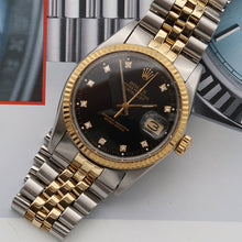 Bild in Galerie-Viewer laden, Rolex Datejust ref. 16013 -Steel/Gold - Black Diamonds Dial - Jubilee
