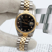 Bild in Galerie-Viewer laden, Rolex Datejust ref. 16013 -Steel/Gold - Black Diamonds Dial - Jubilee

