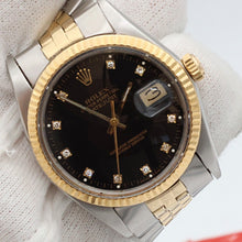 Bild in Galerie-Viewer laden, Rolex Datejust ref. 16013 -Steel/Gold - Black Diamonds Dial - Jubilee
