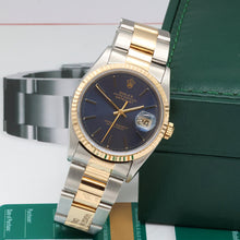 Załaduj obraz do przeglądarki galerii, Rolex Datejust 36 ref. 16233 Blue Soleil dial - Oyster Bracelet - Full Set
