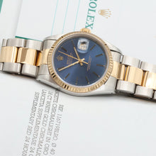 Załaduj obraz do przeglądarki galerii, Rolex Datejust 36 ref. 16233 Blue Soleil dial - Oyster Bracelet - Full Set
