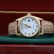 Load image into Gallery viewer, Rolex Day-Date ref. 18038 White Roman Dial - Leather strap
