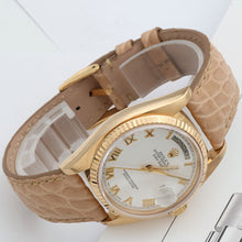 Load image into Gallery viewer, Rolex Day-Date ref. 18038 White Roman Dial - Leather strap
