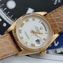 Load image into Gallery viewer, Rolex Day-Date ref. 18038 White Roman Dial - Leather strap
