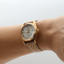Load image into Gallery viewer, Rolex Day-Date ref. 18038 White Roman Dial - Leather strap
