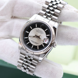 Rolex Datejust ref. 116234 Tuxedo (Silver/Black) Dial - Jubilee - Full Set