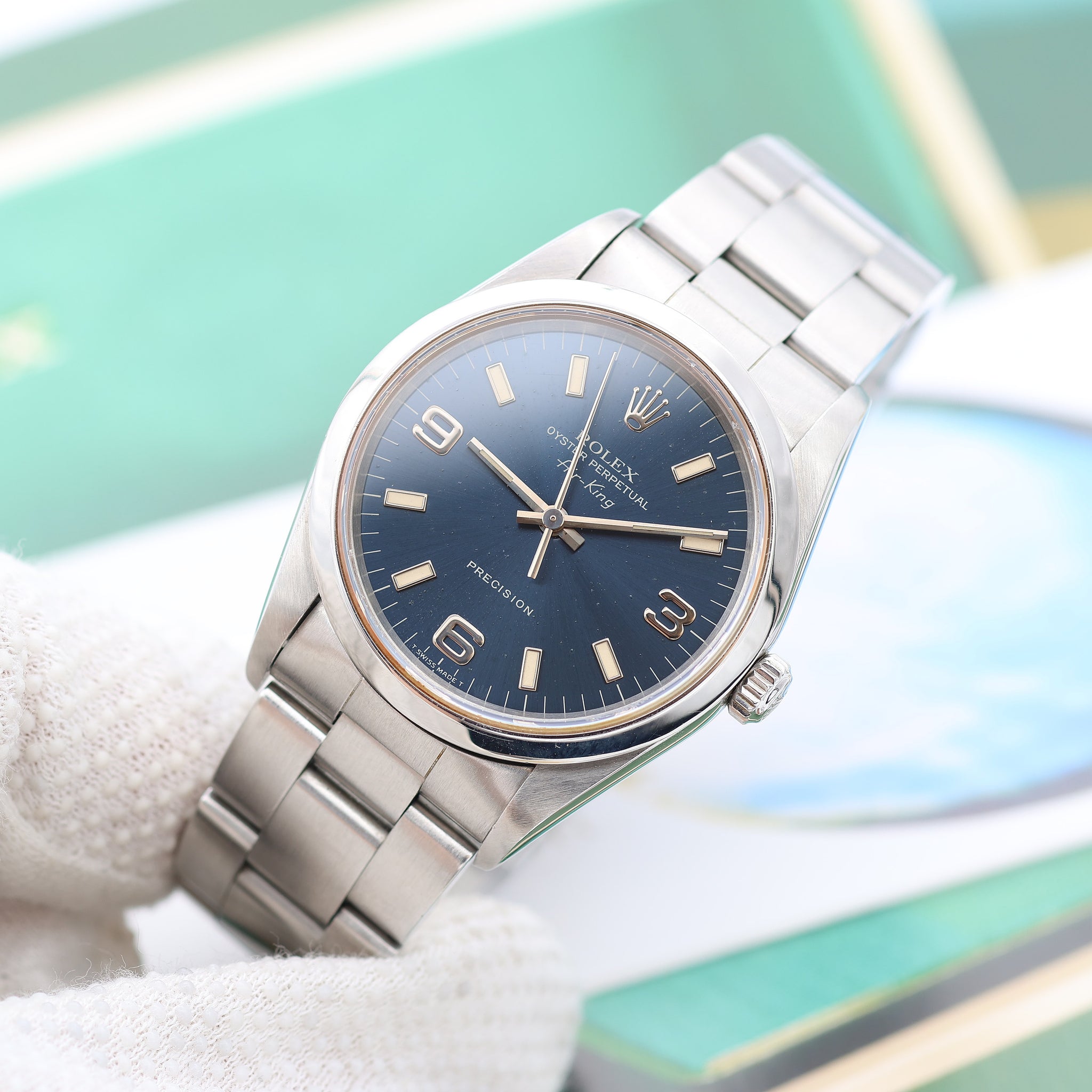 Buy Online Watch Rolex Air-King ref. 14000 Blue Arabic Dial
