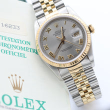 Załaduj obraz do przeglądarki galerii, Rolex Datejust 36 ref. 16233 Grey Roman dial - Full Set
