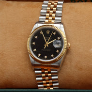 Rolex Datejust 36 ref. 16233 Black Dial Small Diamonds - Jubilee