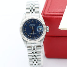 Załaduj obraz do przeglądarki galerii, Rolex Lady-Datejust ref. 69174 - Blue Roman Dial Jubilee bracelet - Full Set
