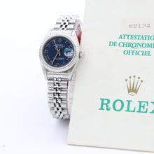 Załaduj obraz do przeglądarki galerii, Rolex Lady-Datejust ref. 69174 - Blue Roman Dial Jubilee bracelet - Full Set
