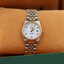 Cargar imagen en el visor de la galería, Rolex Oyster Perpetual Date ref. 15223 White Arabic Dial - Jubilee Bracelet
