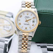 Cargar imagen en el visor de la galería, Rolex Oyster Perpetual Date ref. 15223 White Arabic Dial - Jubilee Bracelet
