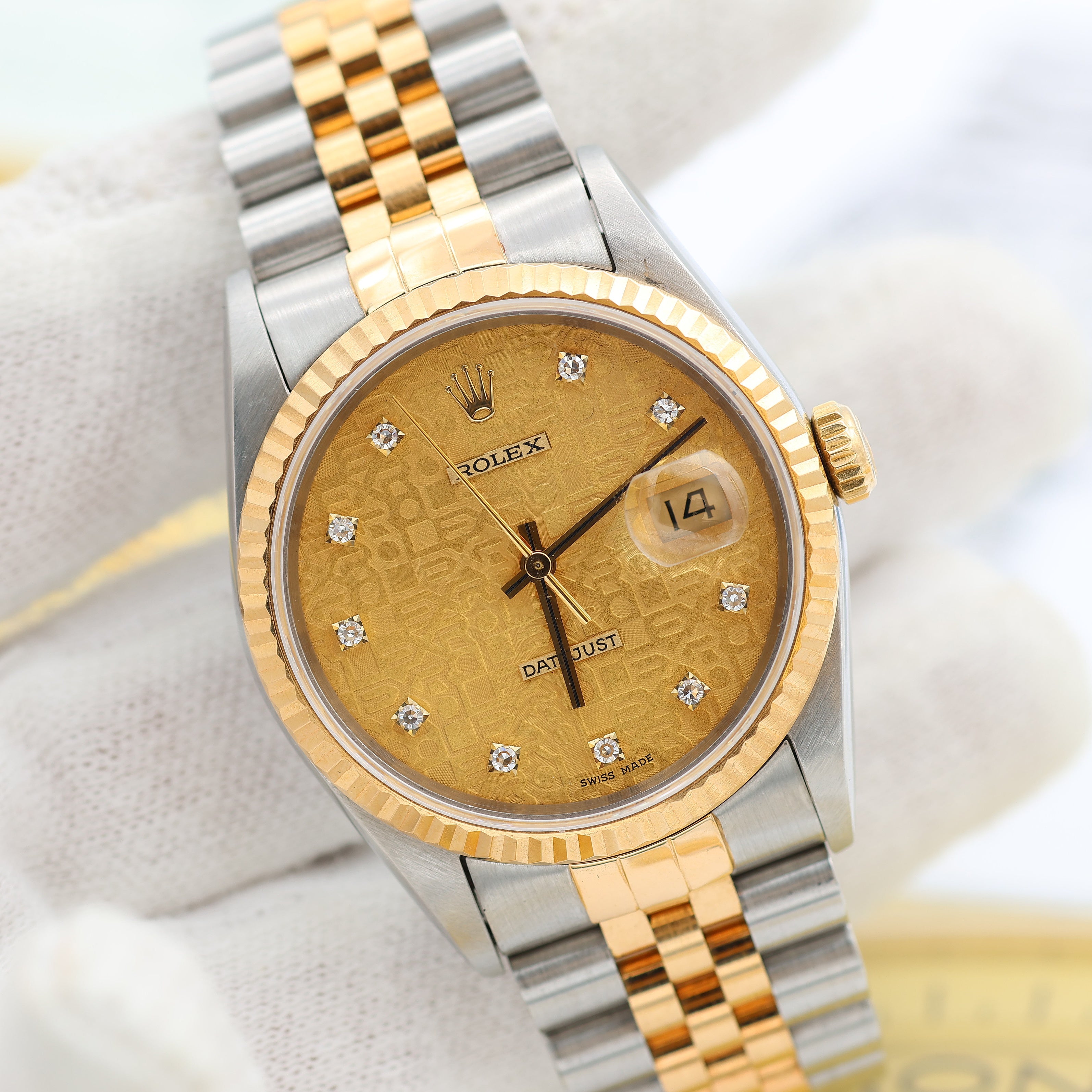 Rolex Datejust 36 Ref. 16233 Tapisserie -Zifferblatt - Austernarmband - Voller Satz