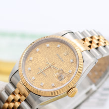 Załaduj obraz do przeglądarki galerii, Datejust ref. 16233 - Champagne Millennary Diamonds Dial Jubilee Bracelet - Full Set
