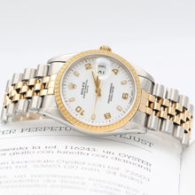 Cargar imagen en el visor de la galería, Rolex Oyster Perpetual Date ref. 15223 White Arabic Dial - Jubilee Bracelet
