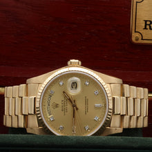 Carica l'immagine nel visualizzatore di Gallery, Rolex Day-Date 36 ref. 18038 - Champagne Diamonds dial -  President Bracelet
