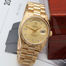 Carica l'immagine nel visualizzatore di Gallery, Rolex Day-Date 36 ref. 18038 - Champagne Diamonds dial -  President Bracelet
