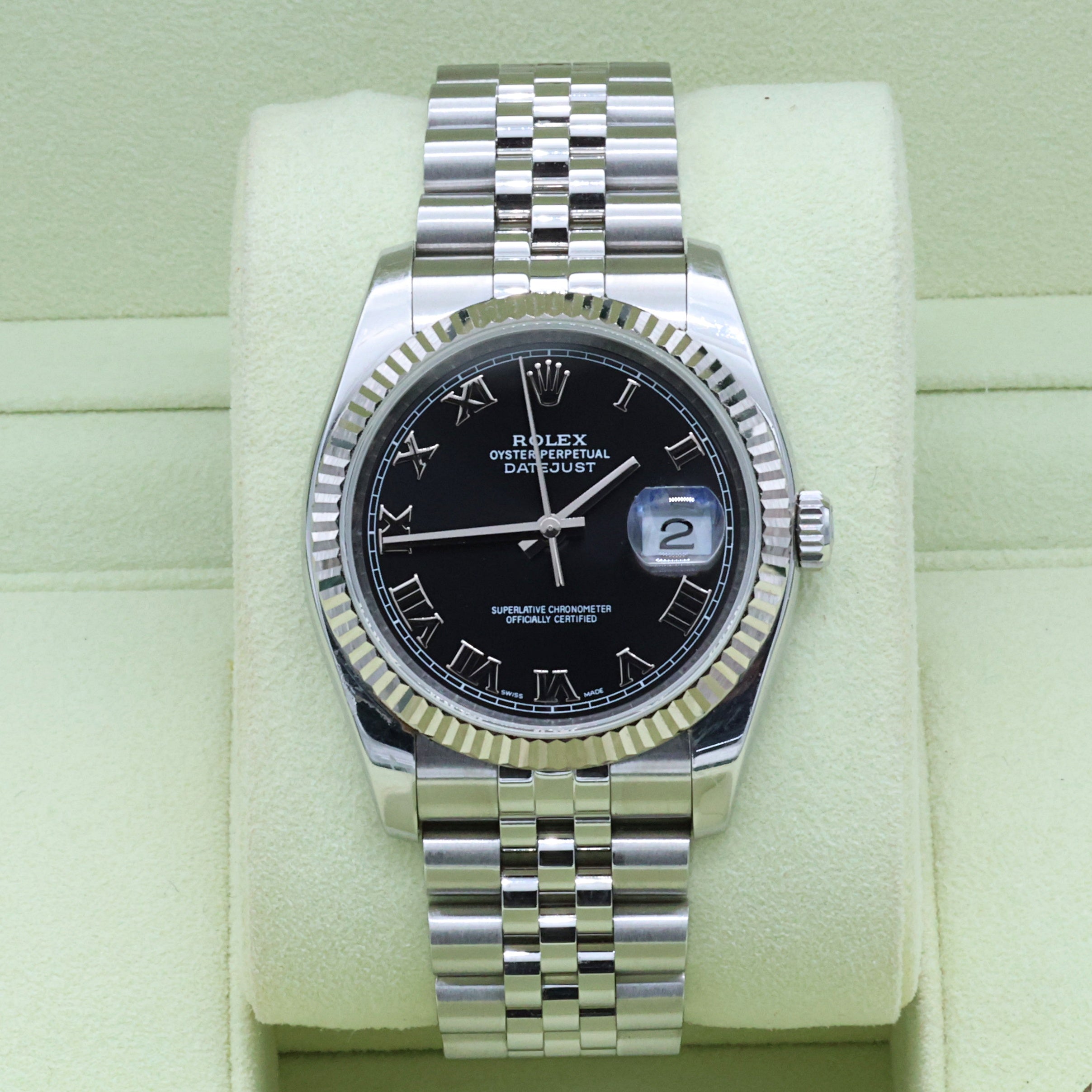 Rolex Datejust ref. 116234 Black Roman Dial - Jubilee - Full Set