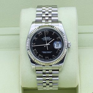 Rolex Datejust ref. 116234 Black Roman Dial - Jubilee - Full Set