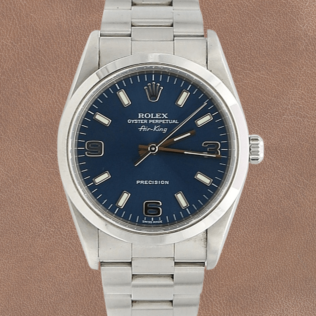 Rolex Air-King Ref. 14000 blaues Arabisch-Zifferblatt 3-6-9-Vollständiger Satz