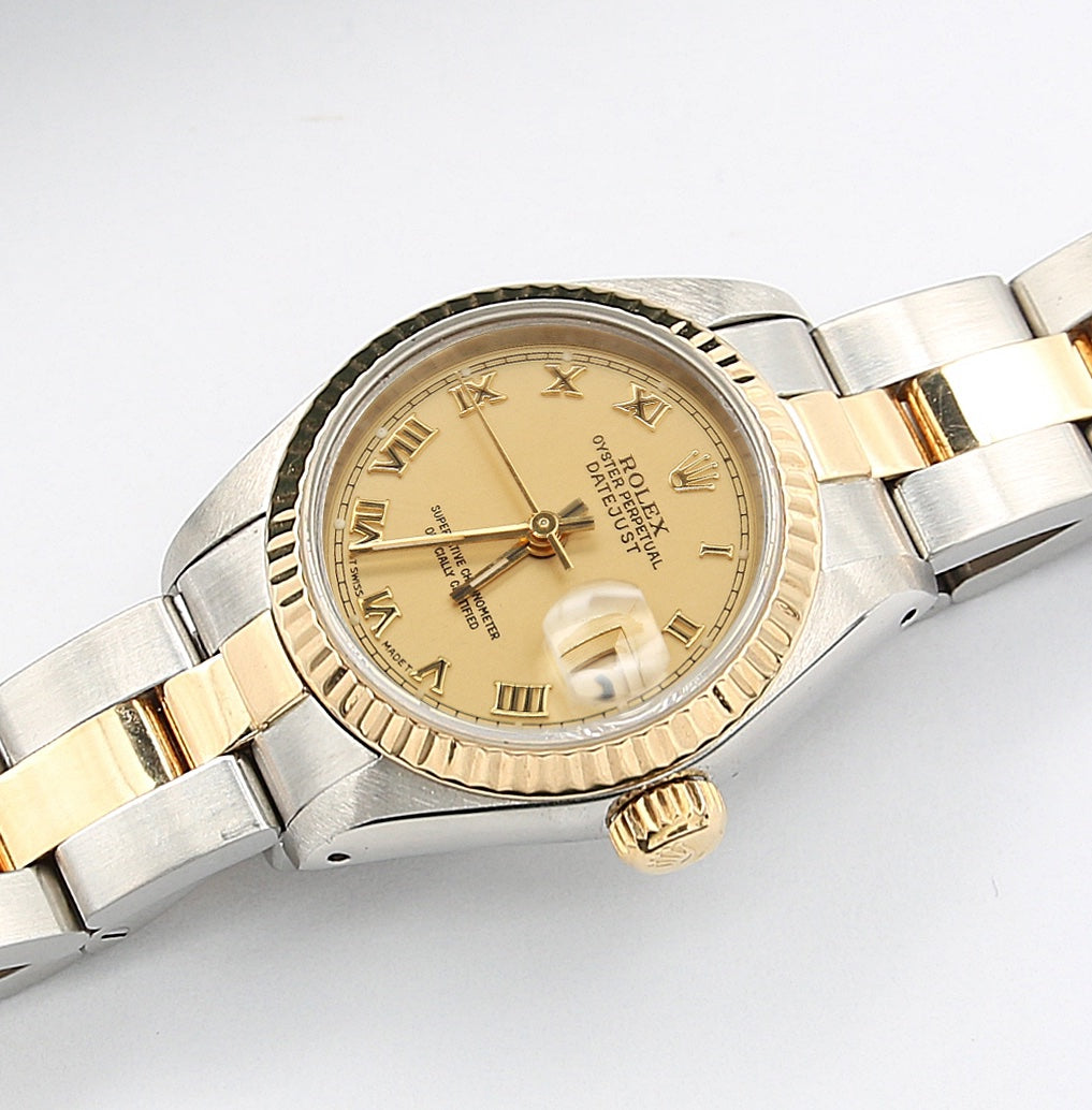 Rolex Datejust Lady ref. 69173 Stahl/Gold – Oyster-Armband – Champagnerfarbenes römisches Zifferblatt