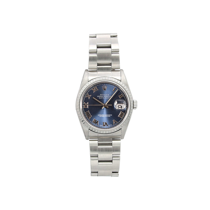 Rolex Datejust ref. 16220 Blue Roman Dial Oyster Bracelet