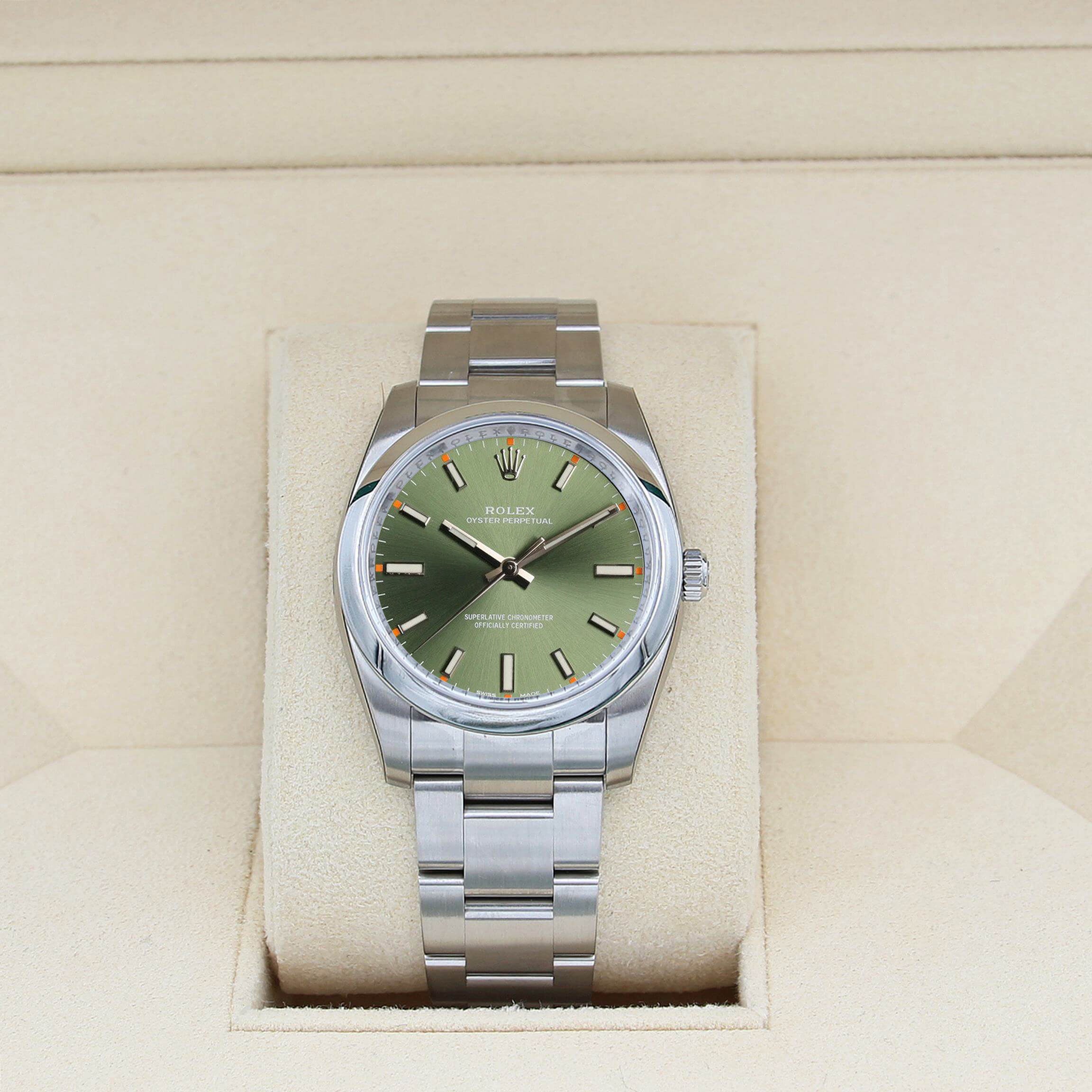Buy Online Watch Rolex Air-king ref. 114200 Green dial - Full Set