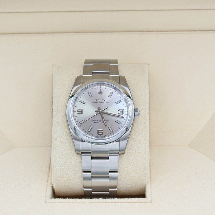 Rolex Oyster Perpetual ref. 114200 Dial Silver 3-6-9