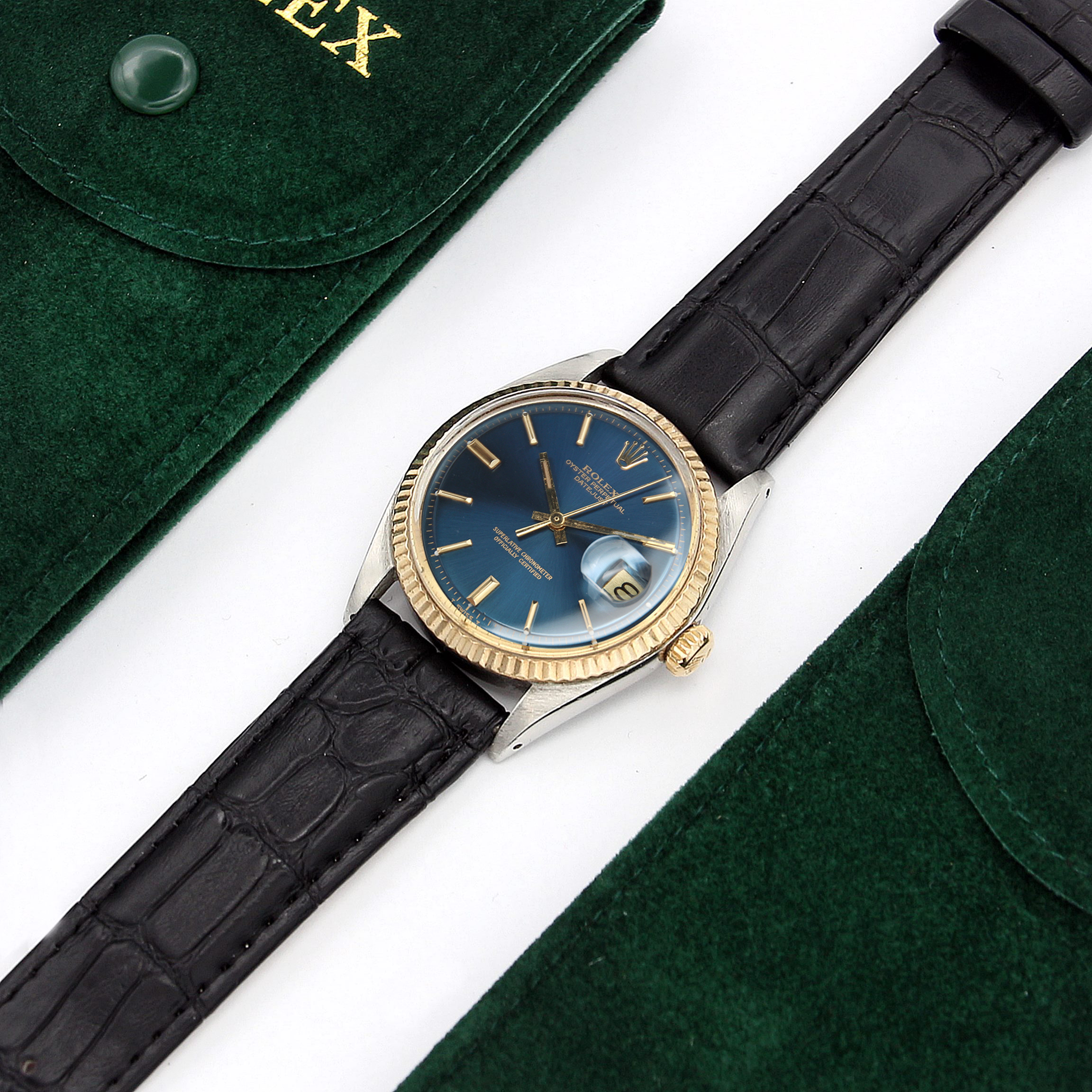 Rolex Datejust ref. 1601 - Steel/Yellow Gold - Blue Dial  - Leather strap