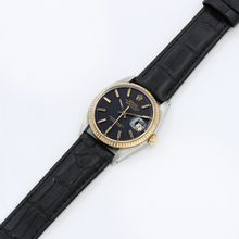 Bild in Galerie-Viewer laden, Rolex Datejust Ref. 1601 - Stahl/Gelbgold - Schwarzes Zifferblatt - Lederband
