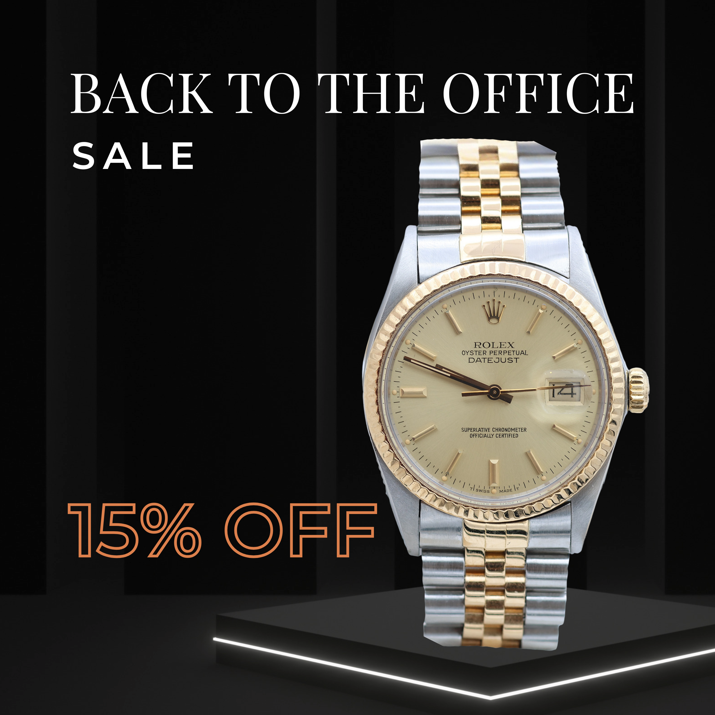 ON SALE: Rolex Datejust ref. 16013 -Steel/Gold - Champagne dial (VIII)