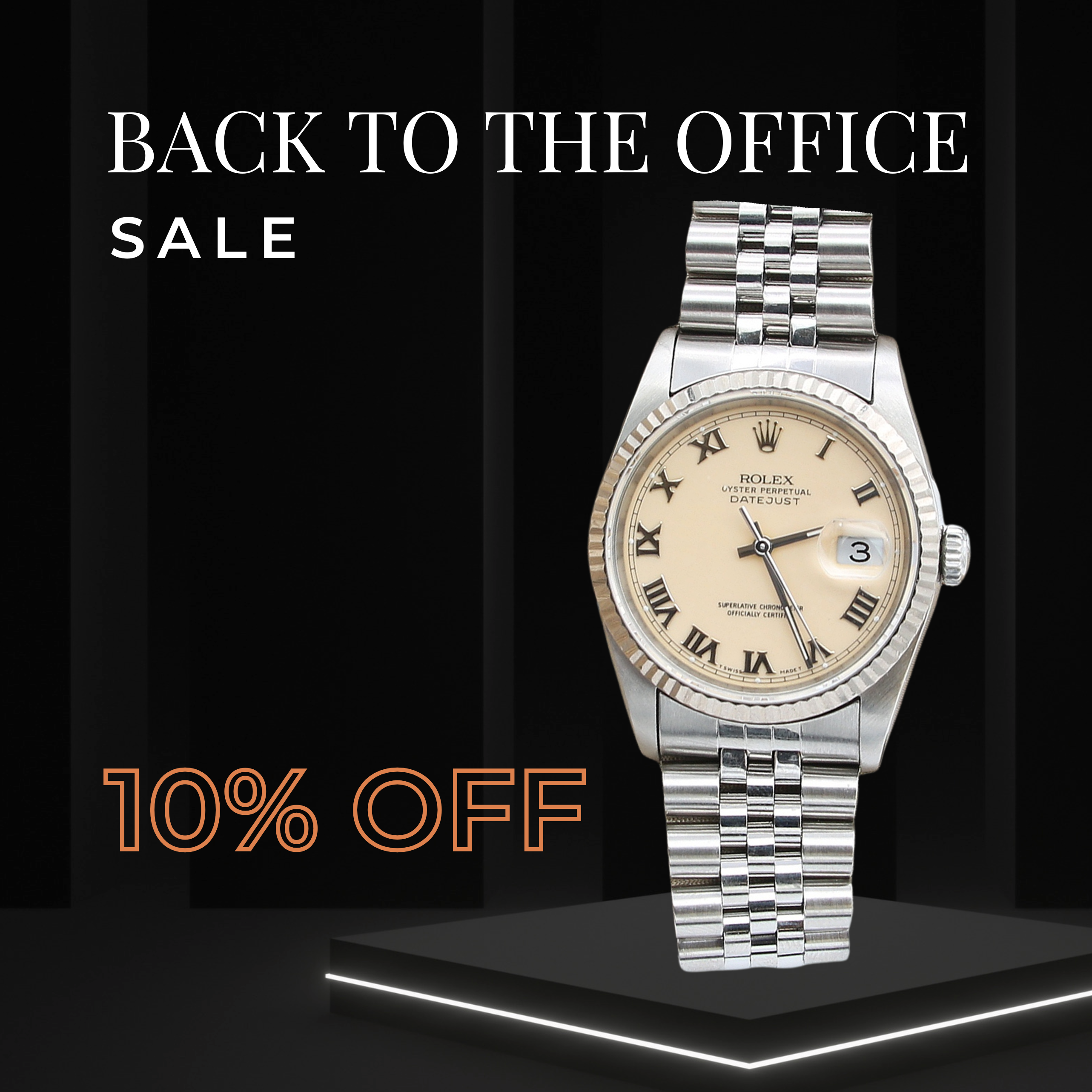 ON SALE: Rolex Datejust 36 ref. 16234 Cream Roman Dial - Jubilee Bracelet