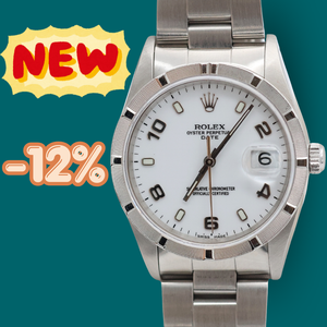 ON SALE: Rolex Date ref. 15210 White Arabic Dial Oyster Bracelet - Full Set