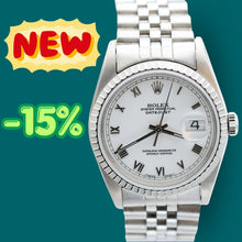 Kép betöltése a galériamegjelenítőbe: ON SALE: Rolex Datejust ref. 16220 White Roman (Small) Dial - Jubilee Bracelet
