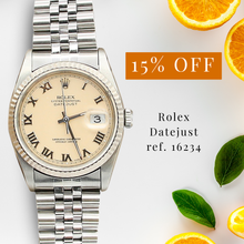 Załaduj obraz do przeglądarki galerii, ON SALE: Rolex Datejust 36 ref. 16234 Cream Roman Dial - Jubilee
