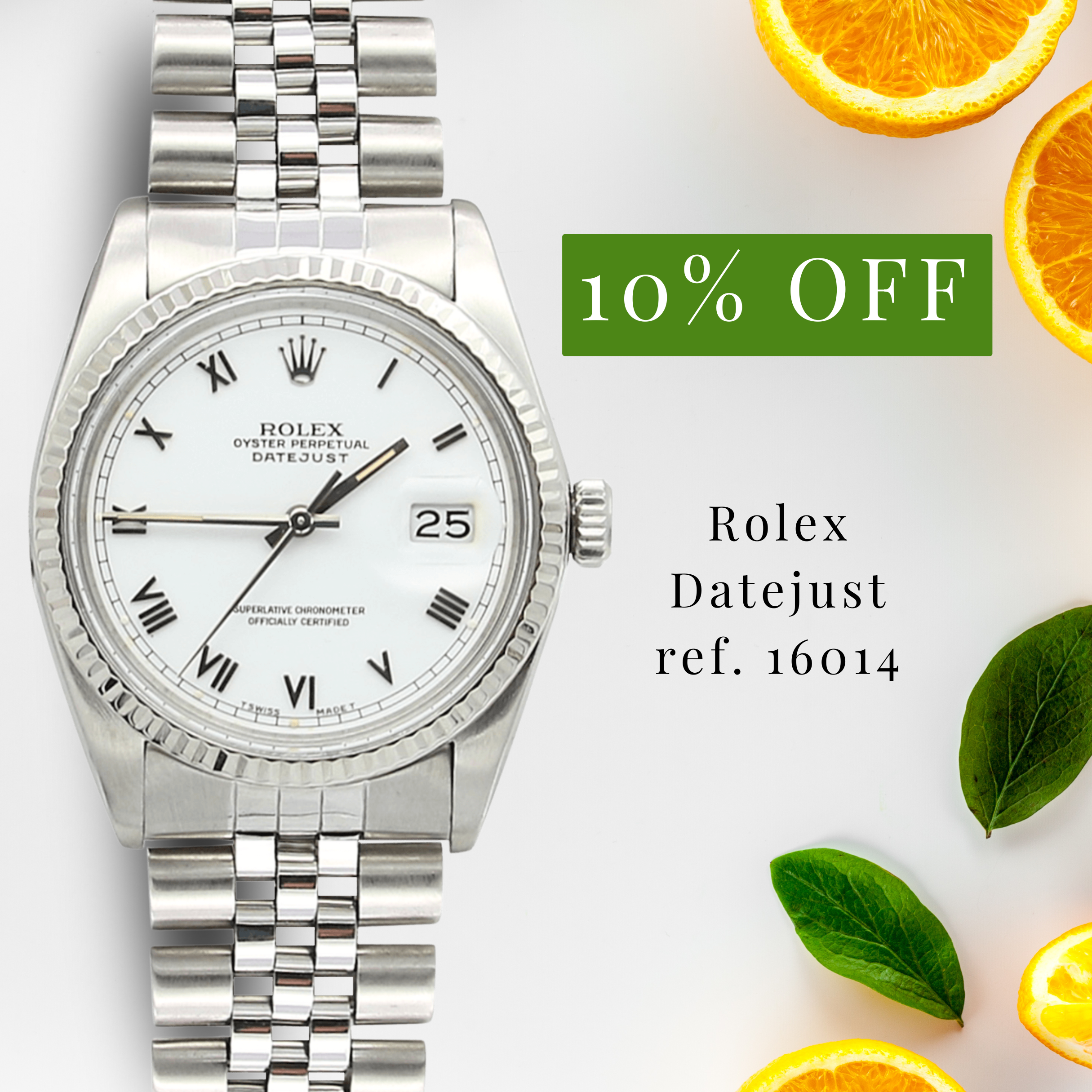 ON SALE: Rolex Datejust ref. 16014 - White Small Roman dial
