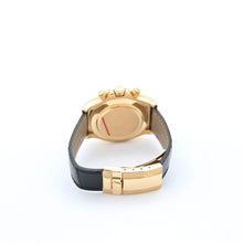Załaduj obraz do przeglądarki galerii, Rolex Daytona ref. 116518 - 18k Yellow Gold and Leather Strap - Black Diamonds dial - Full Set
