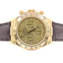 Bild in Galerie-Viewer laden, Rolex Daytona Ref. 116518 - 18k Gelbgold und Lederband - Champagner -Zifferblatt mit goldenen Subdialen - Voller Set
