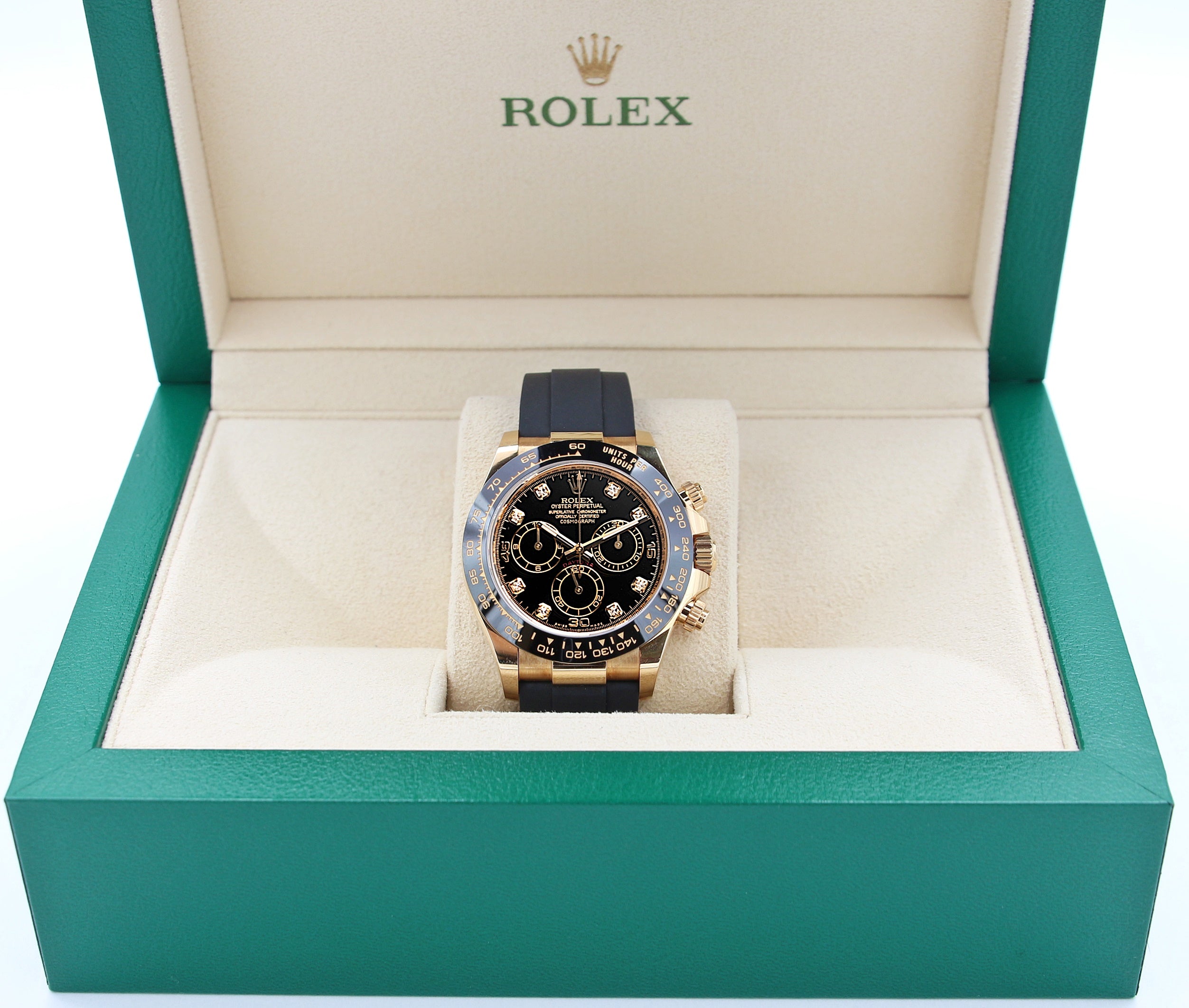 Rolex Daytona ref. 116518LN - Oysterflex - Black Dial with diamonds - Full Set