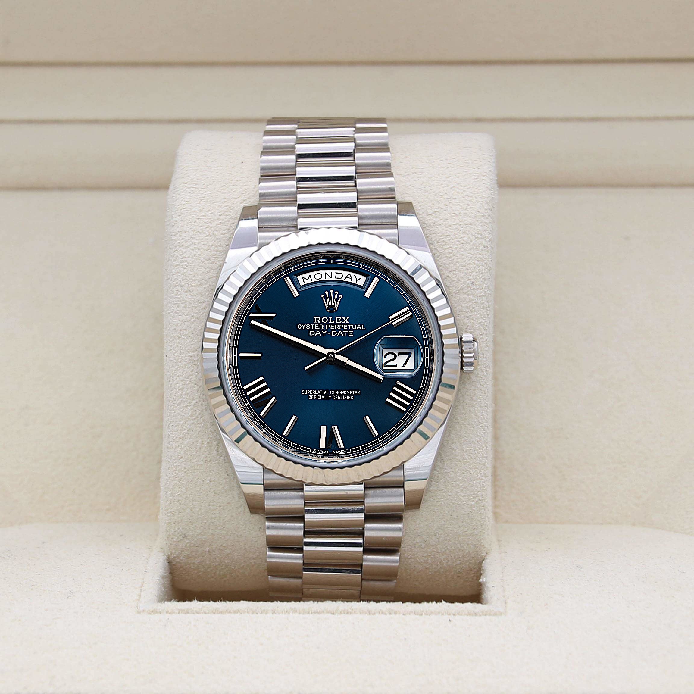 Rolex Day-Date 40 Ref. 228239 - Blue Römische Zifferblatt - Vollständiger Satz