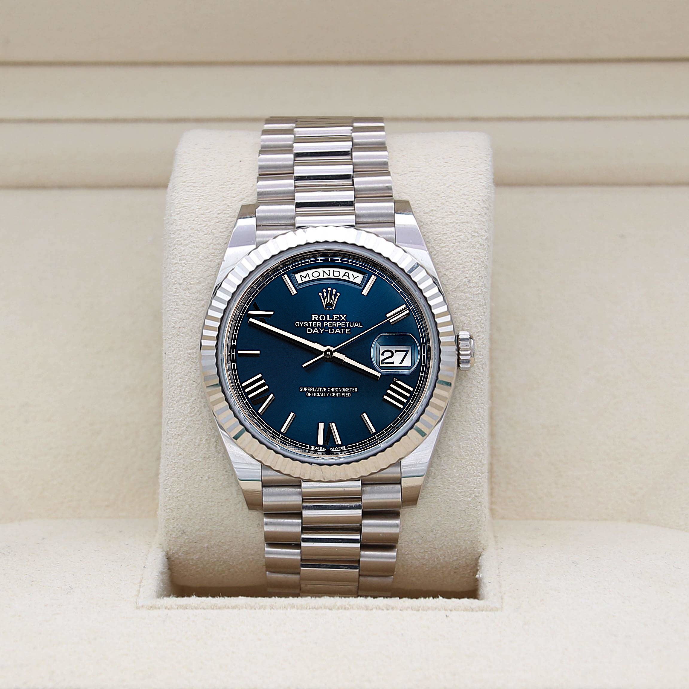 Rolex Day-Date 40 228239 Blue Roman Dial Full Set
