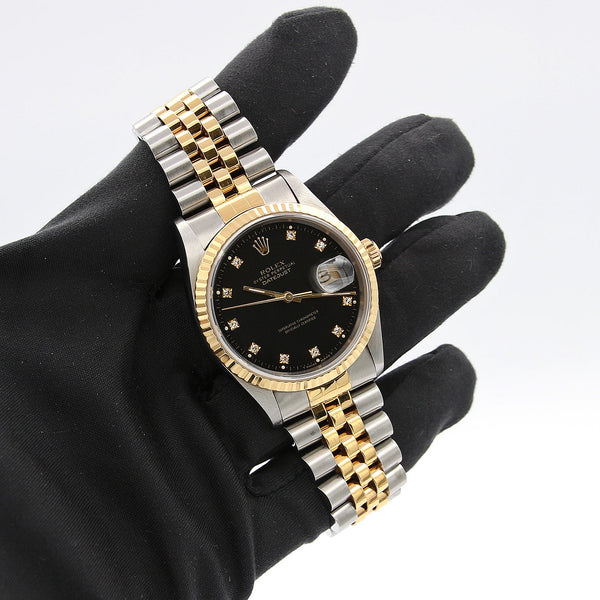 Buy Online Rolex Datejust ref. 16233 Black Dial with Diamonds