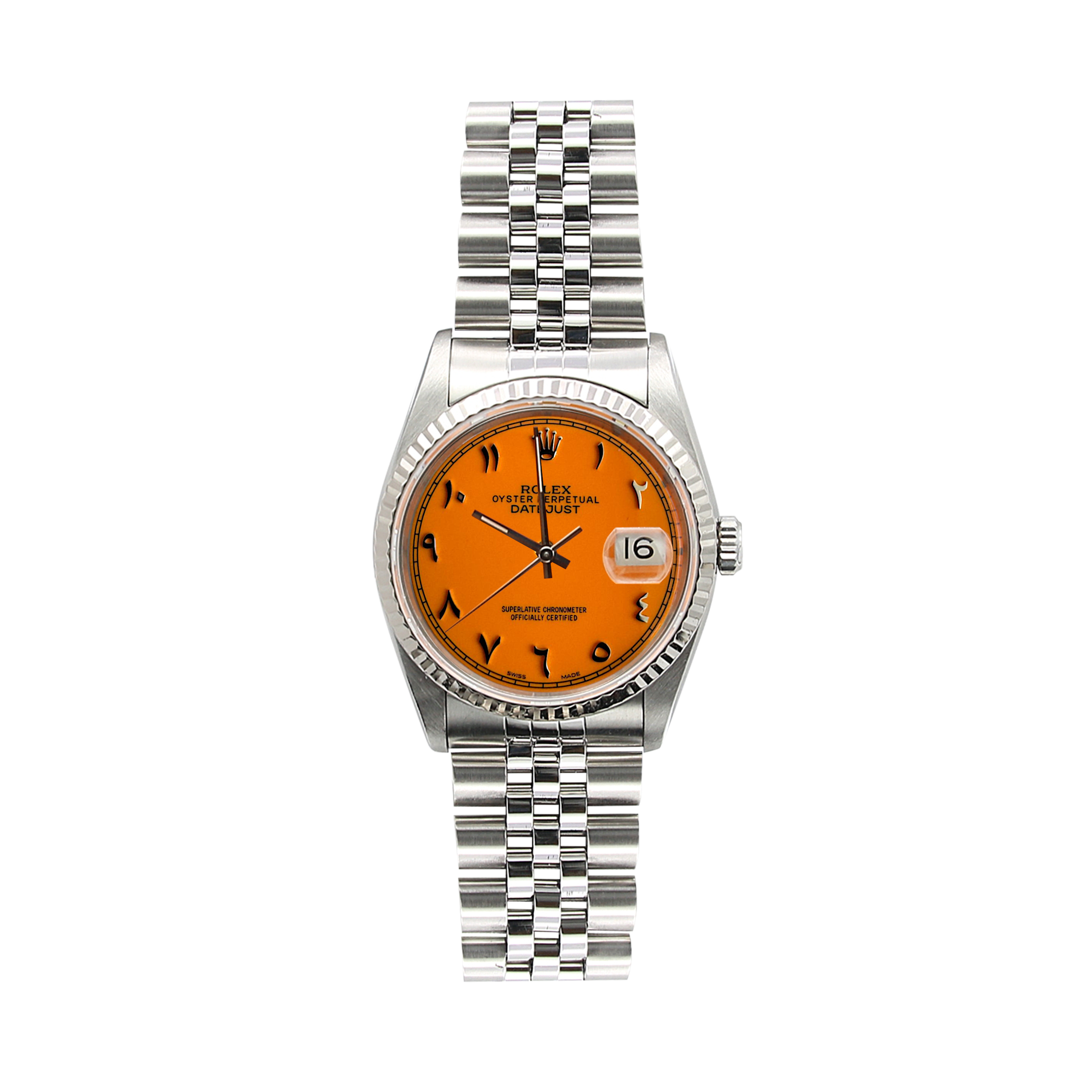 Rolex Datejust ref. 16014 – Arabisches rosafarbenes Zifferblatt – Jubiläumsarmband