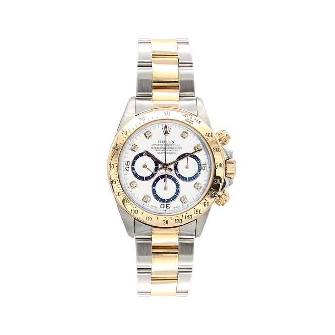 Rolex Daytona ref. 16523 Steel and Gold White Dial with Diamonds Oyster Bracelet - Full Set