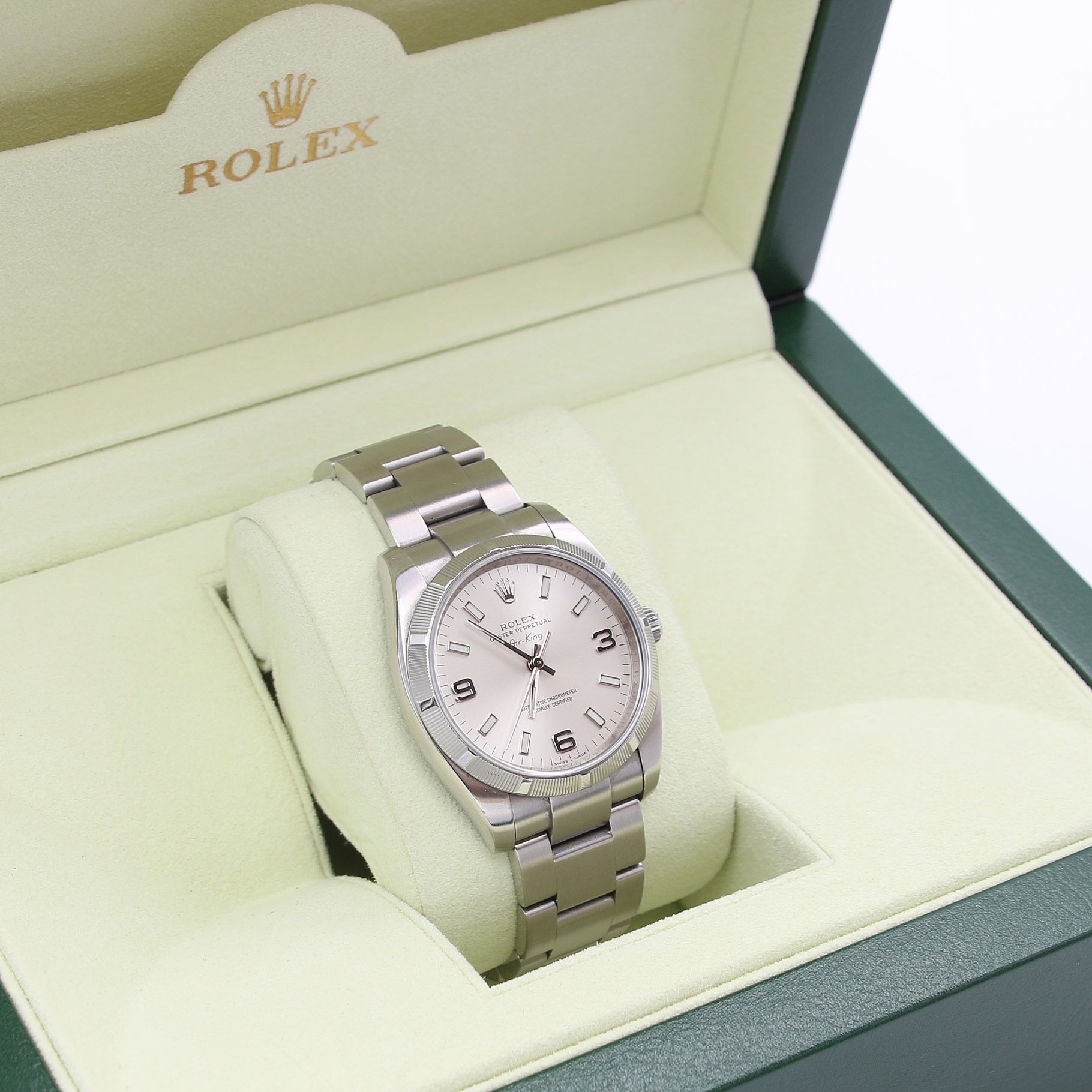 Rolex Air King ref. 114210 Dial Silver 3-6-9 - Full Set