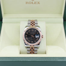 Load image into Gallery viewer, Rolex Datejust 36 ref. 116231 Black Roman Dial - Steel/Rose Gold Jubilee - Full Set
